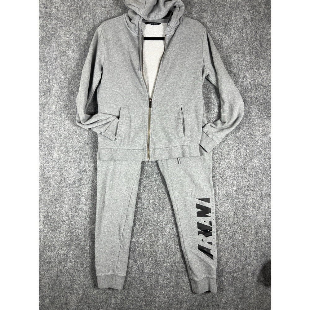 A|X Armani Exchange Men's M Gray Full Zip Hoodie Sweatshirt Logo